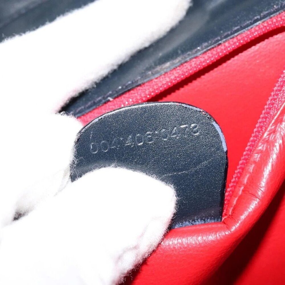 GUCCI Chain Shoulder Bag Leather Navy Gold - Picture 12 of 16